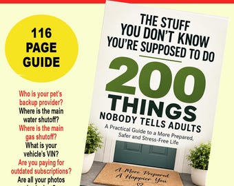 Adulting Guide | 200 Things Nobody Tells Adults | Life Admin, Home Maintenance & Money Checklist | 116 Page Digital Download