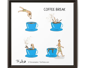 Coffee Wall Art, Cartoon art, Pop Art Coffee Decor, Cafe Wall Sign, Coffee Lover Gift, Rustic Coffee Station Art, Framed Kitchen art