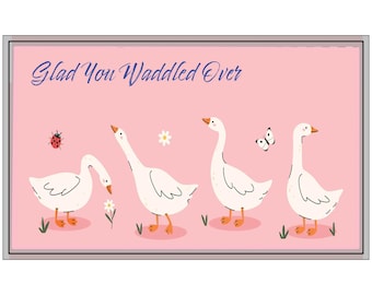 Cute Duck Doormat, Glad You Waddled Over Doormat, Cute Farmhouse Welcome Mat, Duck Lover Gift, Front Porch Decor, Housewarming Gift