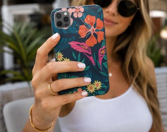 Y2K Flower Flip Phone Case, Retro Floral Wallet Case, iPhone & Samsung