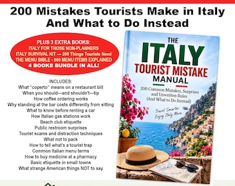 Italy Travel Guide Bundle, 4 Italy Vacation Guides, Tourist Mistakes, Survival Tips, Italian Menu Guide, Italy Trip Planner PDF