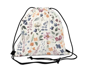 Beautiful Summer flowers Outdoor Drawstring backpack, travel tote, travel bag