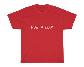 Hug a Cow Unisex Heavy Cotton Tee, farm tee