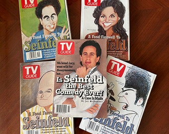 A Fond Farewell to Seinfeld TV Guides -  PLUS an extra Seinfeld TV Guide from 1996 (5 tv guides - free shipping)