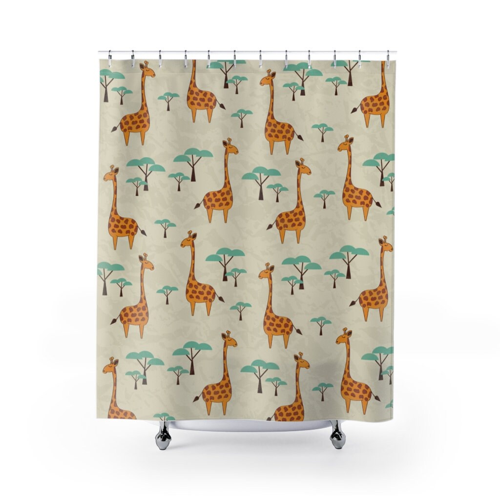 Giraffes Shower Curtains Bathroom Decor Animal Decor Zoo Etsy Canada