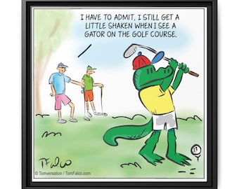 Funny Golf Wall Art / Golf Gift for Dad,, Cartoon Golfer Art, Gift for Golf Lover