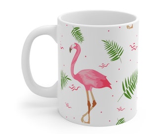 Flamingo White Ceramic coffee mug, tea mug