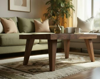 Handgefertigter Couchtisch aus Walnussholz, moderne Holzmöbel