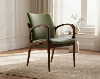 Massiver Walnuss Esszimmerstuhl, Maßgefertigter Gepolsterter Sitz, Jahrhundertaltes Hartholzmöbel