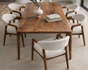 Mesa de salón de nogal, mesa de madera a medida, muebles naturales para el hogar, mesas de comedor modernas