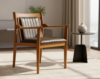 Silla de Madera Natural Hecha a Mano, Silla de Comedor Tapizada a Medida, Sillas de Madera Maciza