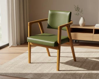 Silla de Madera Natural Hecha a Mano, Silla de Comedor Tapizada a Medida, Sillas de Madera Maciza