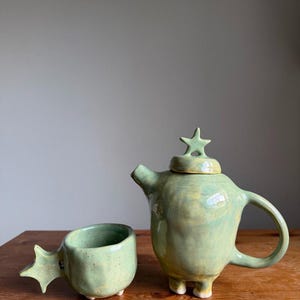 Tetera/juego de té de cerámica con forma de estrella