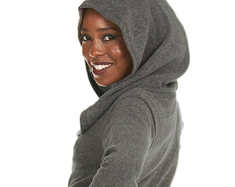 PIXIE HOODIE - assorted colours - knitted cotton top, large neck / hood top, psytrance top, STEAMPUNK Top, crossover jacket, Ckjkbf