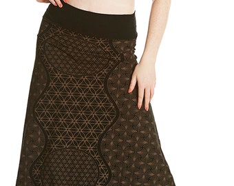 A-LINE SKIRT, long Skirt, GYPSIE skirt, Flower of life skirt, maxi skirt, FLSKaL