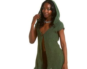 Pixie, boho, fairy, festival cosplay, cotton jute pixie long jacket