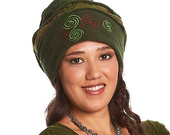 Alternative, hippie, boho fleece Embroidered fleece cloche hat