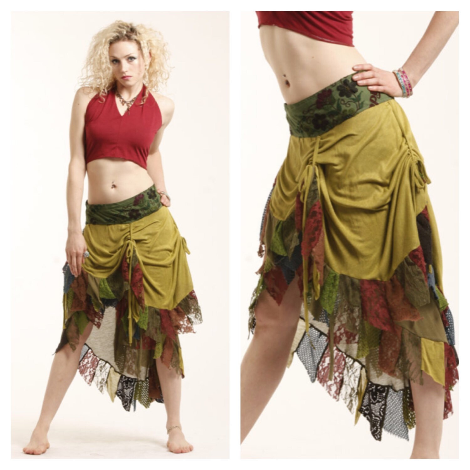 Image of Flamenco Skirt - Assorted Colours, Wrap Skirt, Gypsie Skirt, Junk Gypsie Steampunk Parachute lbskka