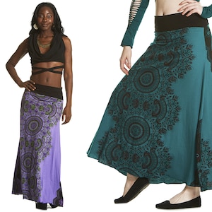 Printed skirt, Hippie, Boho, Hippy, Long A-line skirt in new African print with Cotton Lycra waist