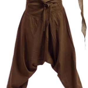 UNISEX FISHERMEN pants, yoga trousers, harem pants men, harem pants, aladdin pants, Cvtrfa Brown