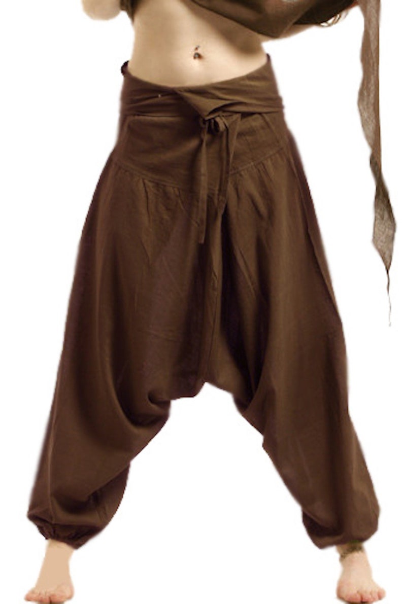 UNISEX FISHERMEN pants, yoga trousers, harem pants men, harem pants, aladdin pants, Cvtrfa Brown