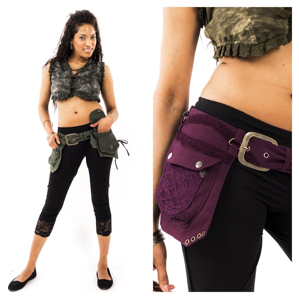 STEAMPUNK utility belt, fanny pack, junk Gypsy, Pocket BELT, hip pack, waist pack, festival clothing, Mfbebr