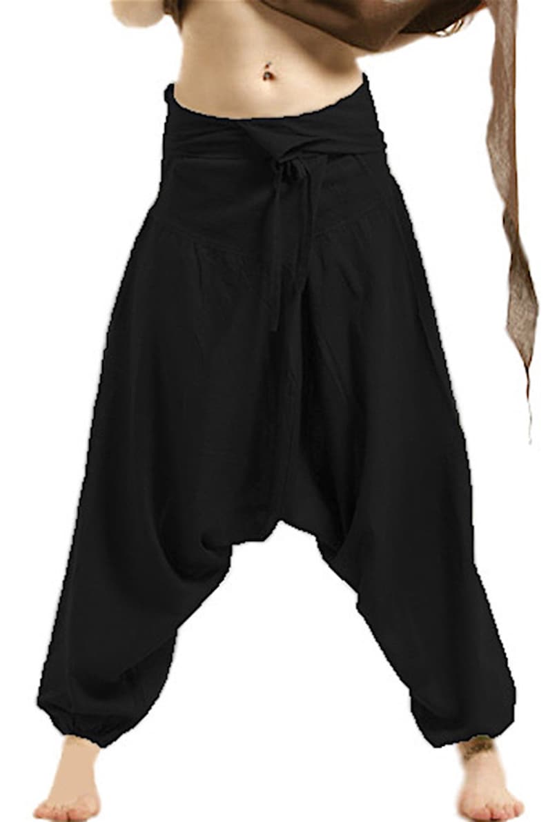 UNISEX FISHERMEN pants, yoga trousers, harem pants men, harem pants, aladdin pants, Cvtrfa Black