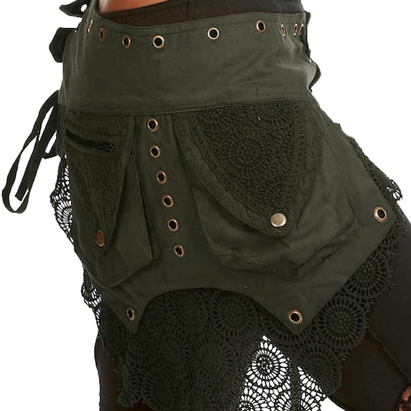 STEAMPUNK utility belt, junk Gypsy, Pocket BELT, hip pack, waist pack, fanny pack, festival clothing, Ccbedm