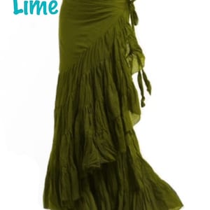 FLAMENCO SKIRT, maxi skirt, wrap Skirt, GYPSIE skirt, long skirt, CVskfl Lime