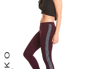 Cotton lycra leggings with Jaquard sides