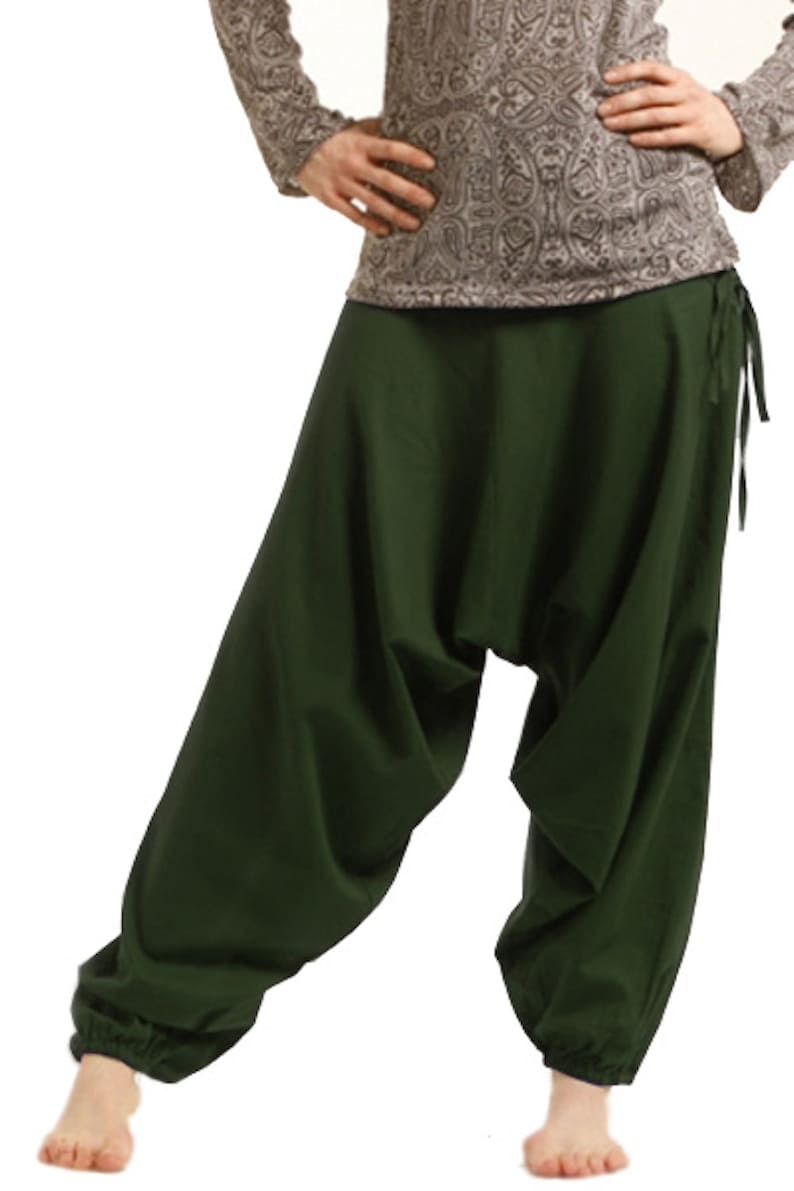 OMARI DROP CROTCH HAREM TROUSERS - FOREST