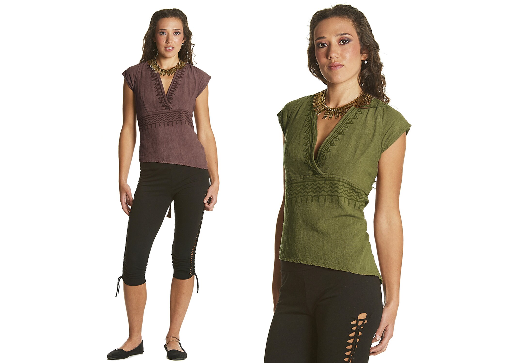 Image of Printed Top With Asymmetrical Back, Vest V-Neck, Top, Jutols
