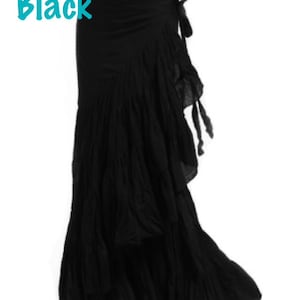 FLAMENCO SKIRT, maxi skirt, wrap Skirt, GYPSIE skirt, long skirt, CVskfl Black