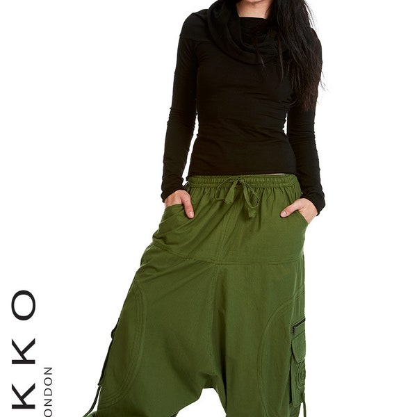 Plain cotton afghan, allhadin, harem, buggy style trousers with large side circles with pockets and spiral.