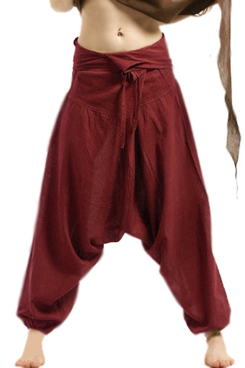 UNISEX FISHERMEN pants, yoga trousers, harem pants men, harem pants, aladdin pants, Cvtrfa Maroon