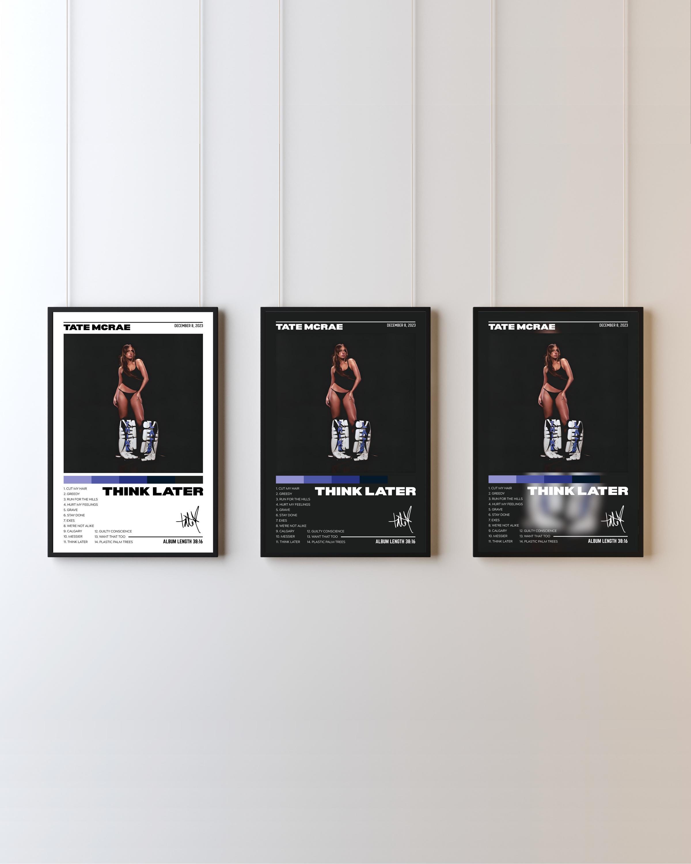 Tate McRae Think Later muziekalbum hoes kunst poster canvas poster