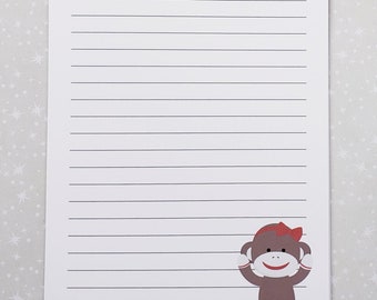 CLEARANCE Lined Notepad, Sock Monkey, Girl