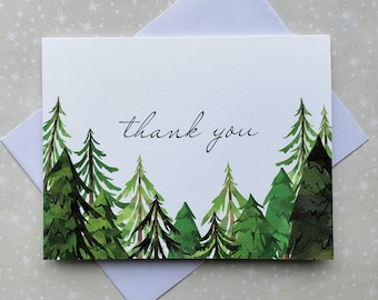 Employee Thank you card for Him Coworker Thank you Card with Trees Forest Customer Appreciation Outdoors Blank inside with envelope