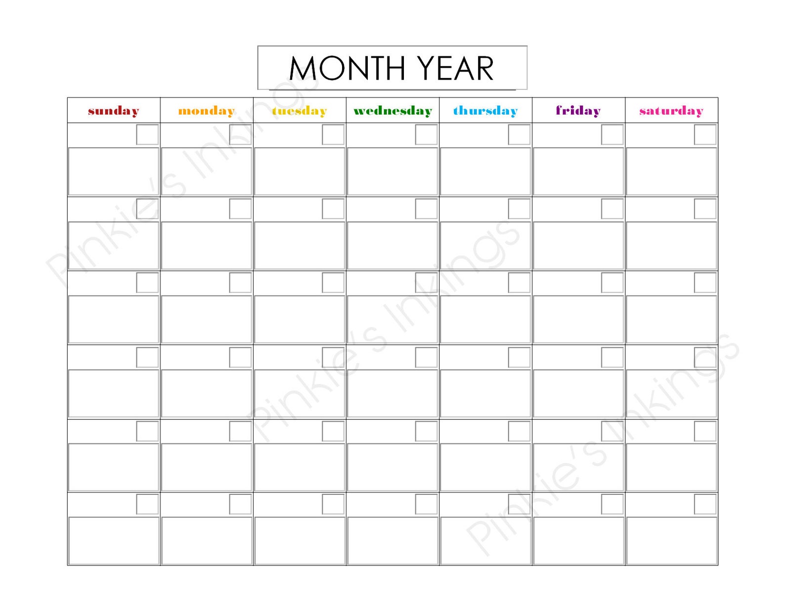 Printable EDITABLE 11x8.5 Monthly Calendar Simple - Etsy