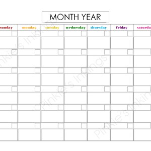 Printable EDITABLE 11x8.5 Monthly Calendar, Simple Rainbow - Etsy