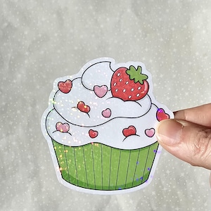 Kawaii Glitter Cupcake Vinyl Sticker
