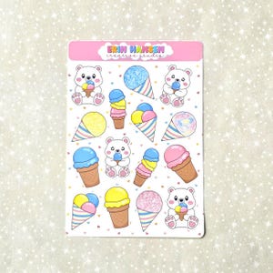 Kawaii Polar Bear Ice Cream Sticker Sheet