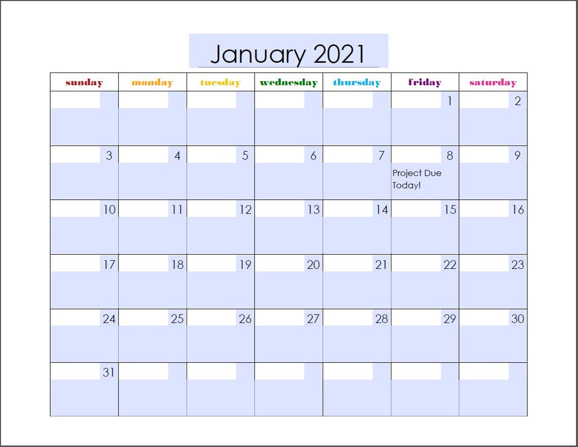 Printable EDITABLE 11x8.5 Monthly Calendar Simple | Etsy