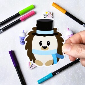 Vinyl Sticker, Kawaii Hedgehog Blue, Single Sticker