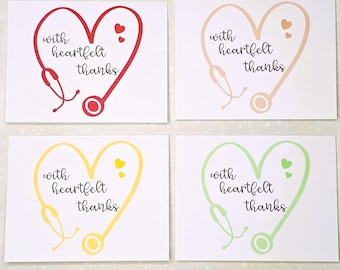 Heart Stethoscope Thank You Cards: Set of 8