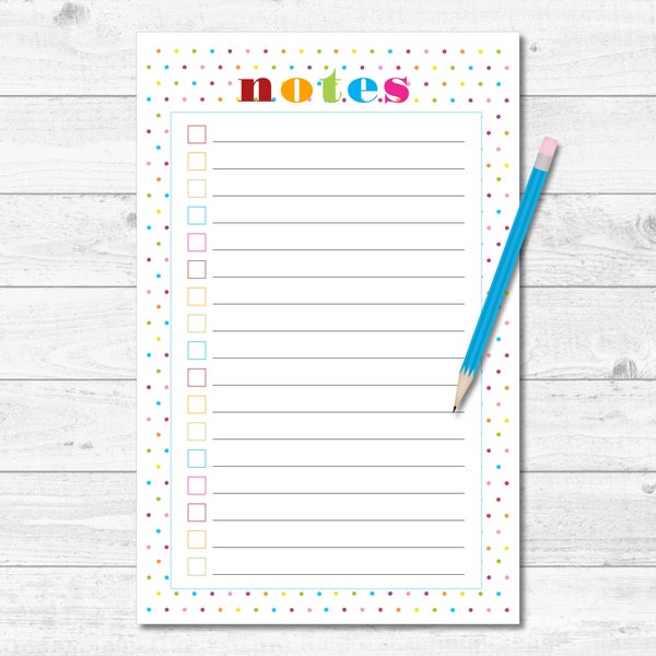 CLEARANCE Notepad, Rainbow Polka Dots, 8.5x5.5, Lined