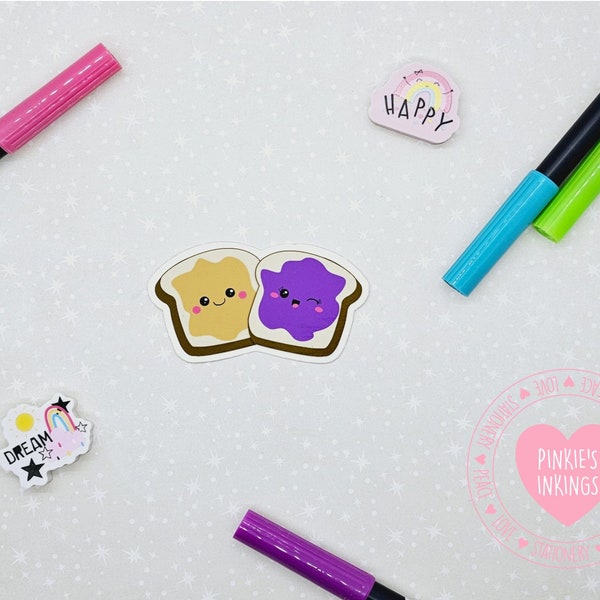 Vinyl Sticker, Kawaii Peanut Butter & Grape Jelly, PBJ, Single Sticker