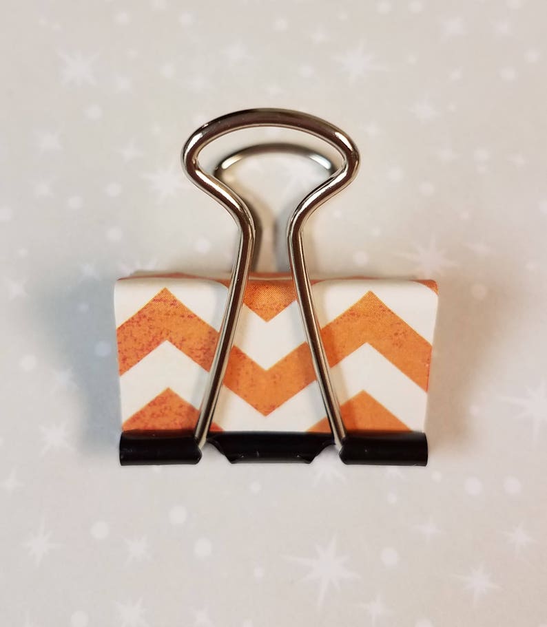 Set of 6 Orange Chevron Binder Clips Etsy