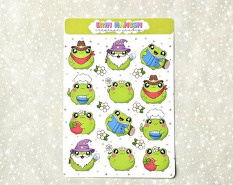 Kawaii Frog Sticker Sheet