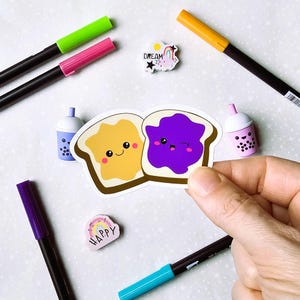 Vinyl Sticker, Kawaii Peanut Butter & Grape Jelly, PBJ, Single Sticker